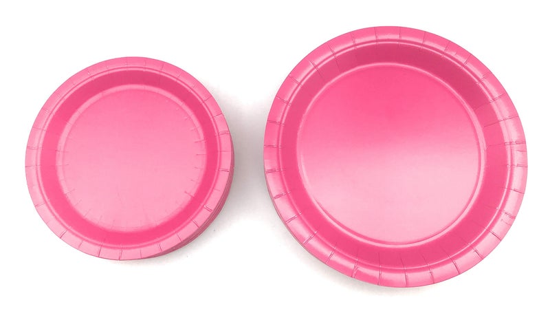 Oojami Serves 50 Complete Party Pack, Pink Disposable Tableware Set â€“ 9" Dinner Plates, 7" Dessert Plates, 9 Oz Cups, 3-Ply Napkins for Birthdays, Office Parties, Festivals, and Events - Image 3